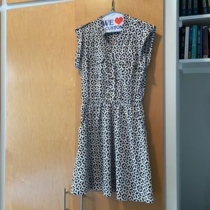 Blue and white cap-sleeve dress